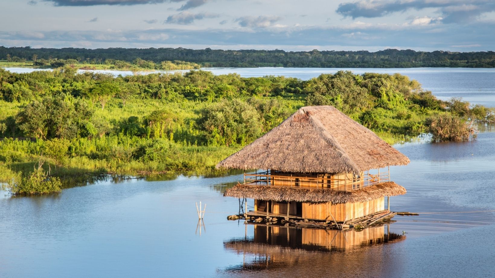 A typical Amazonian house built on the river.