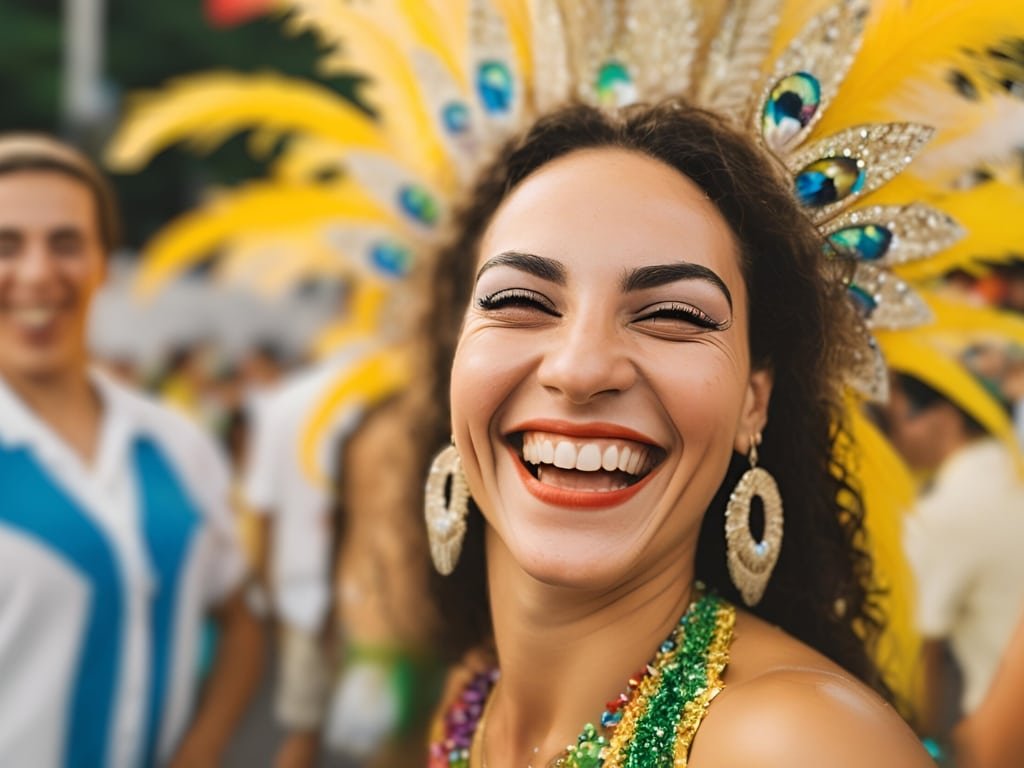 Mulher durante o Carnaval do Rio de Janeiro.