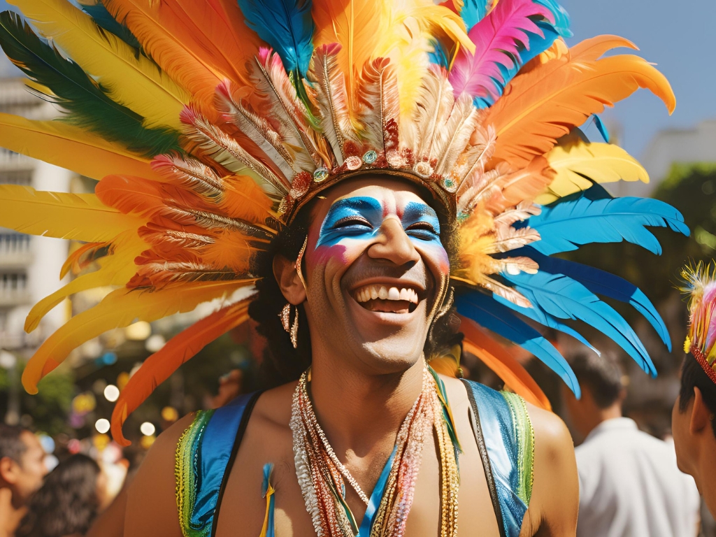 Homem curtindo o Carnaval do Rio de Janeiro, Brasil.