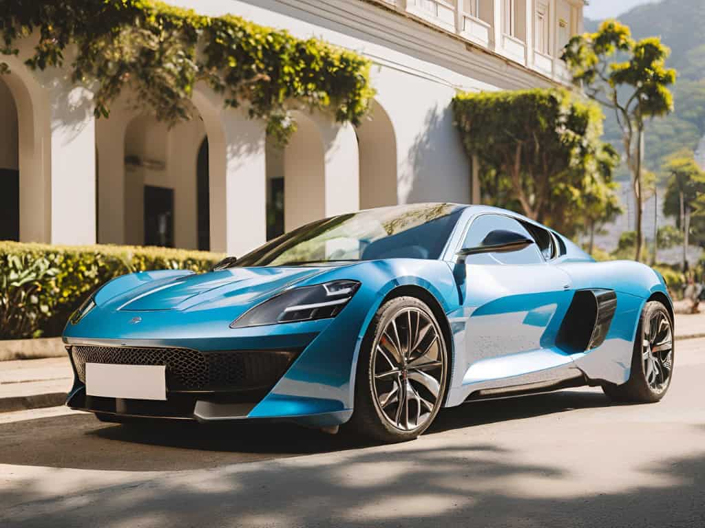 blue sport car in Rio de Janeiro