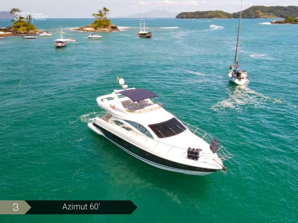 Azimut 60 luxury yacht available for rental in Angra's stunning coastline.