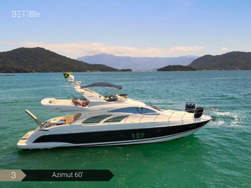 Azimut 60 luxury yacht available for rental in Angra's stunning coastline.