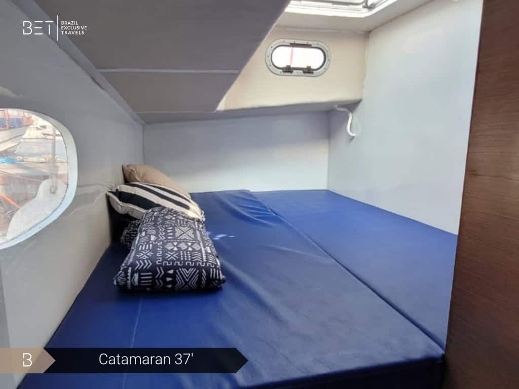 Private catamaran for rental in Rio de Janeiro, Brazil.