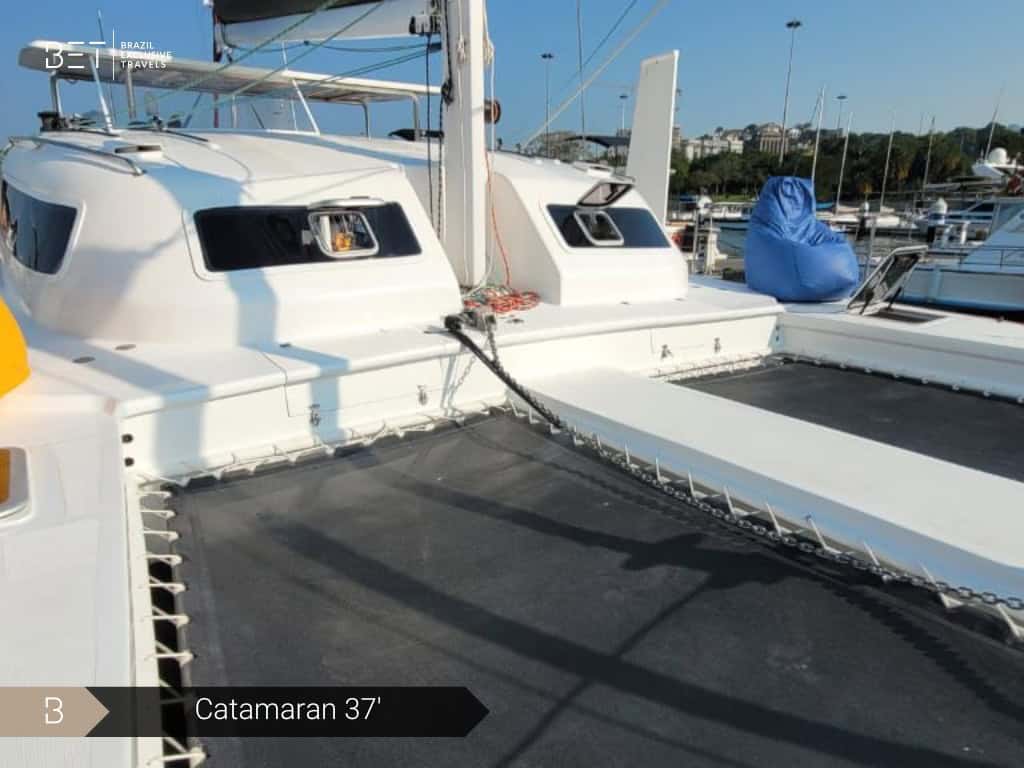 Private catamaran for rental in Rio de Janeiro, Brazil.