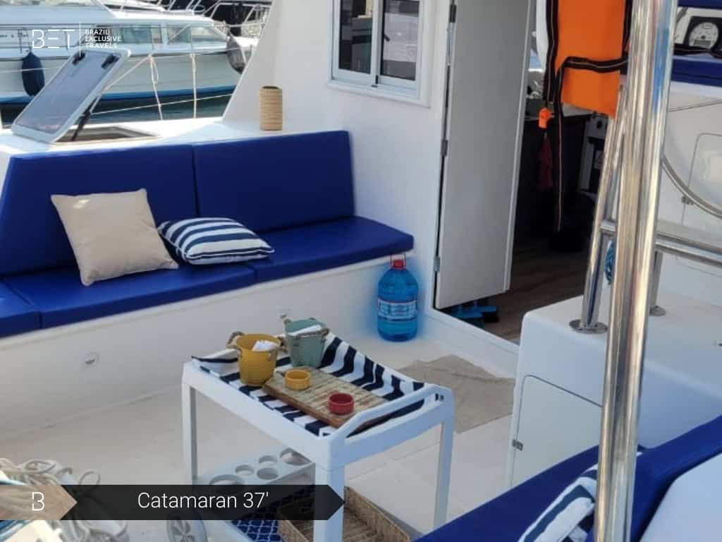 Private catamaran for rental in Rio de Janeiro, Brazil.