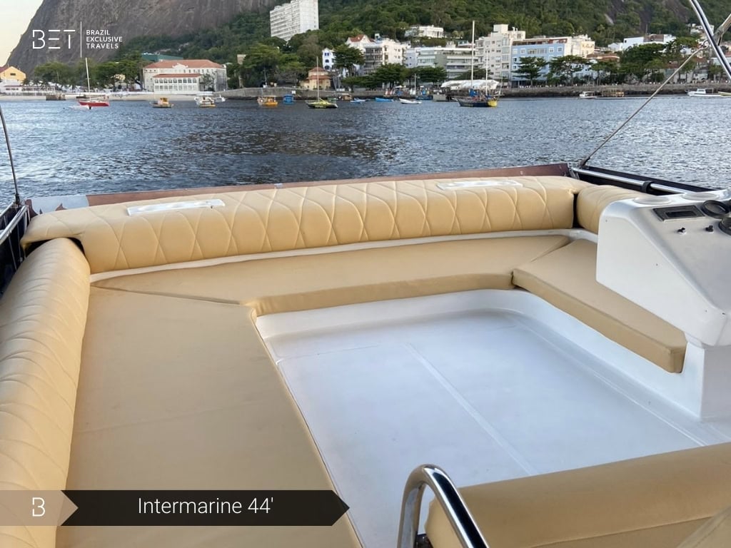 Intermarine 44 yacht rental in Rio for ultimate comfort and style.