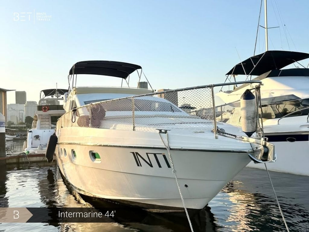 Intermarine 44 yacht rental in Rio for ultimate comfort and style.