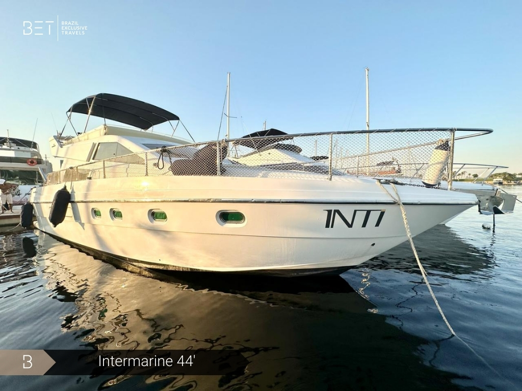 Intermarine 44 yacht rental in Rio for ultimate comfort and style.