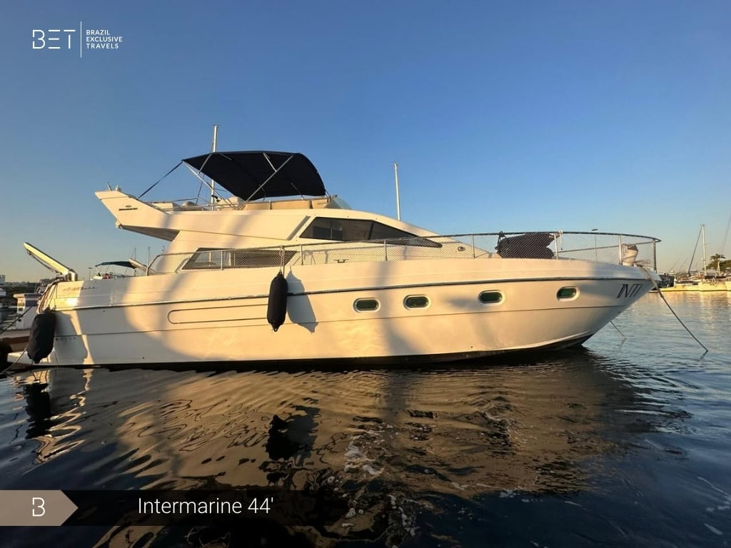 Intermarine 44 yacht rental in Rio for ultimate comfort and style.