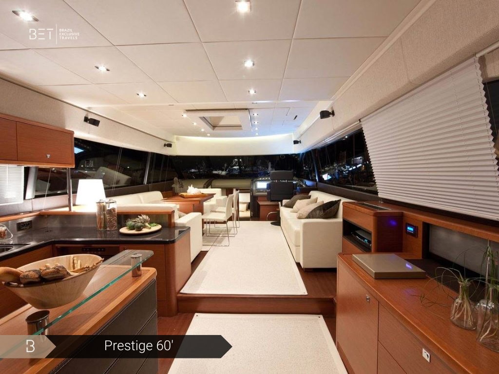 Prestige 60 yacht rental in Rio, delivering first-class comfort.