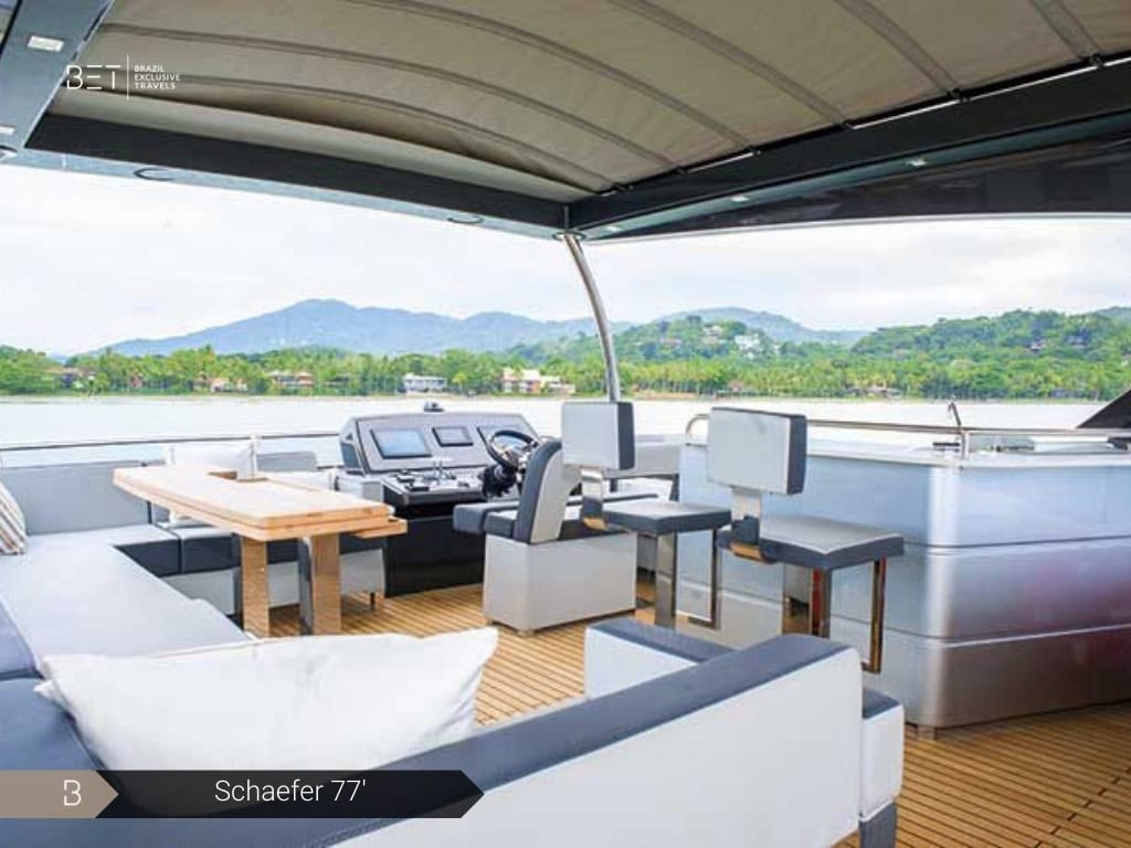 Schaefer 77 yacht rental in Rio, designed for exclusive luxury.