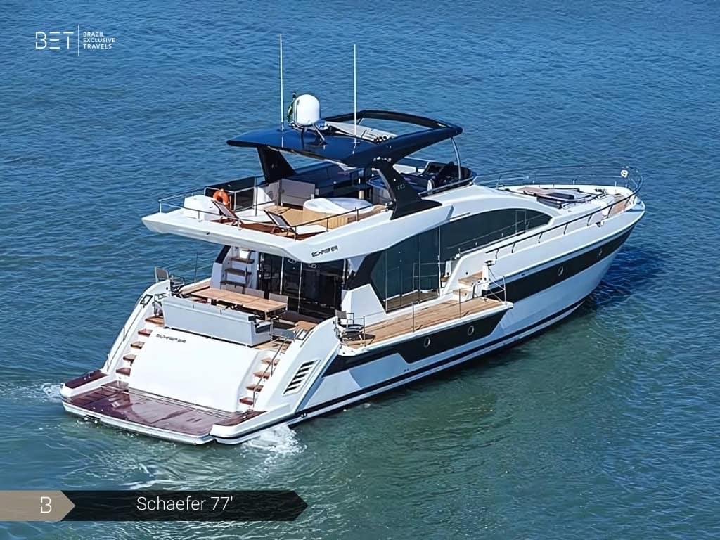 Schaefer 77 yacht rental in Rio, designed for exclusive luxury.