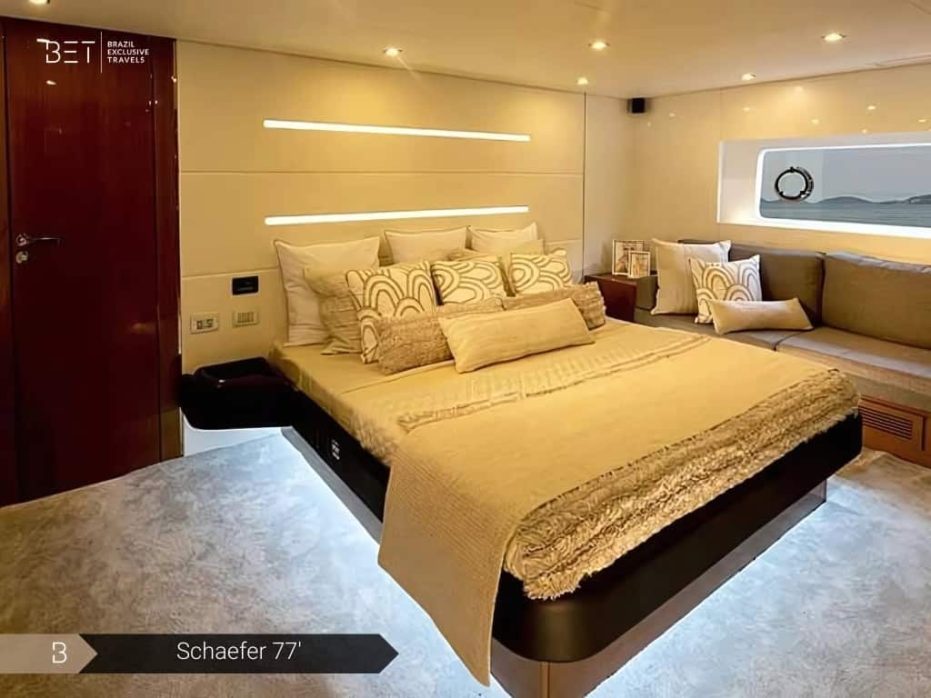 Schaefer 77 yacht rental in Rio, designed for exclusive luxury.