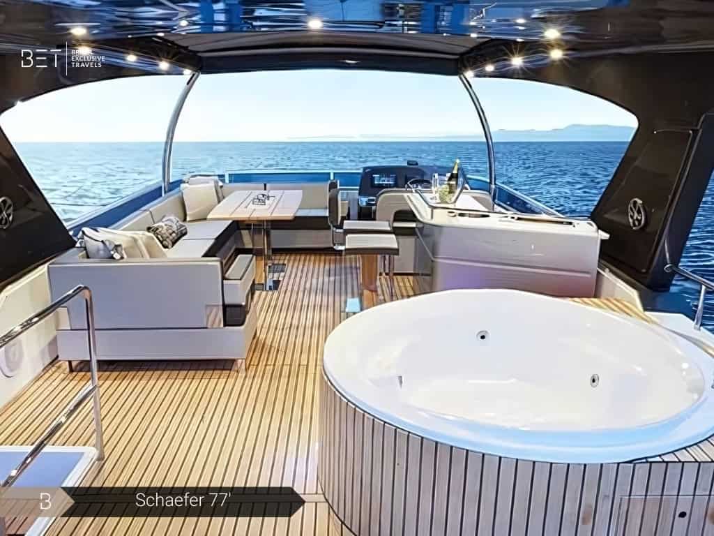 Schaefer 77 yacht rental in Rio, designed for exclusive luxury.