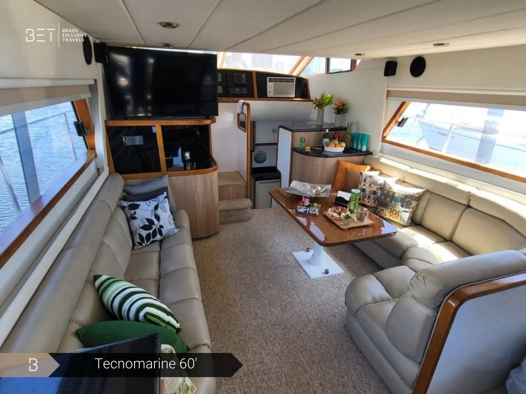 Tecnomarine 60 yacht rental in Rio for ultimate luxury and relaxation.