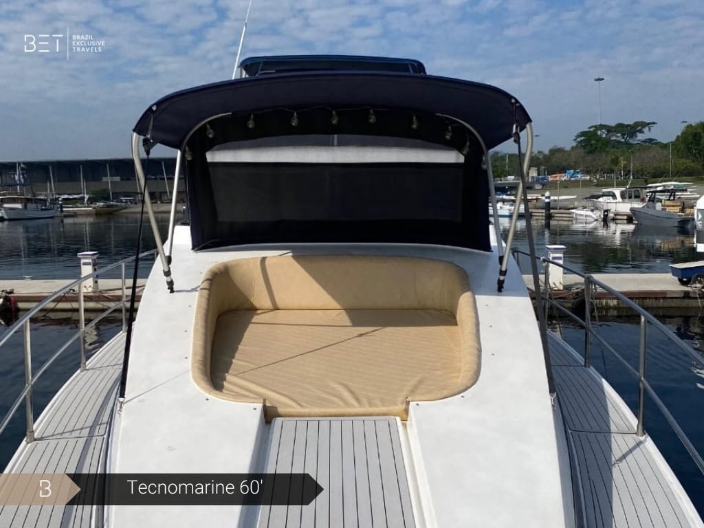 Tecnomarine 60 yacht rental in Rio for ultimate luxury and relaxation.