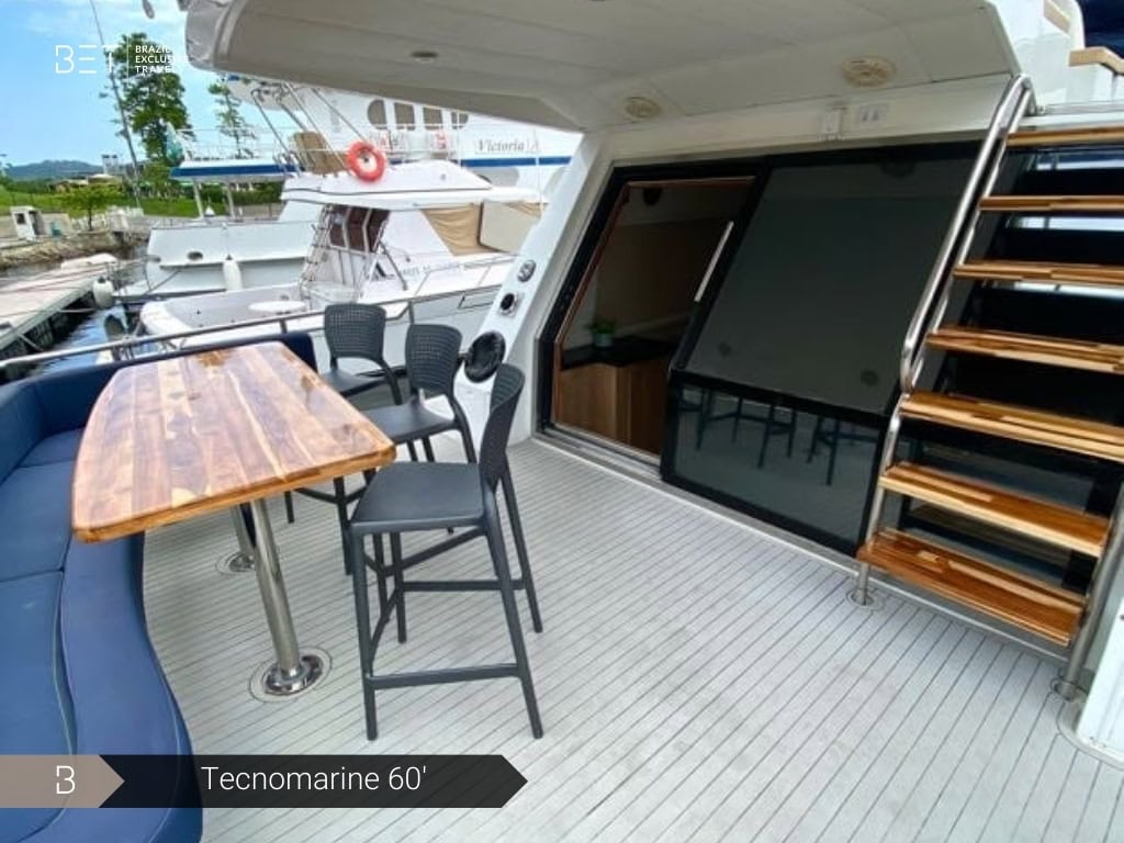 Tecnomarine 60 yacht rental in Rio for ultimate luxury and relaxation.