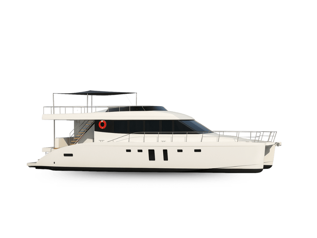 Catamaran Vivere 47' catamaran for boat rental in Rio de Janeiro – ideal for group boat tours, events, and relaxing cruises along Rio’s coast.