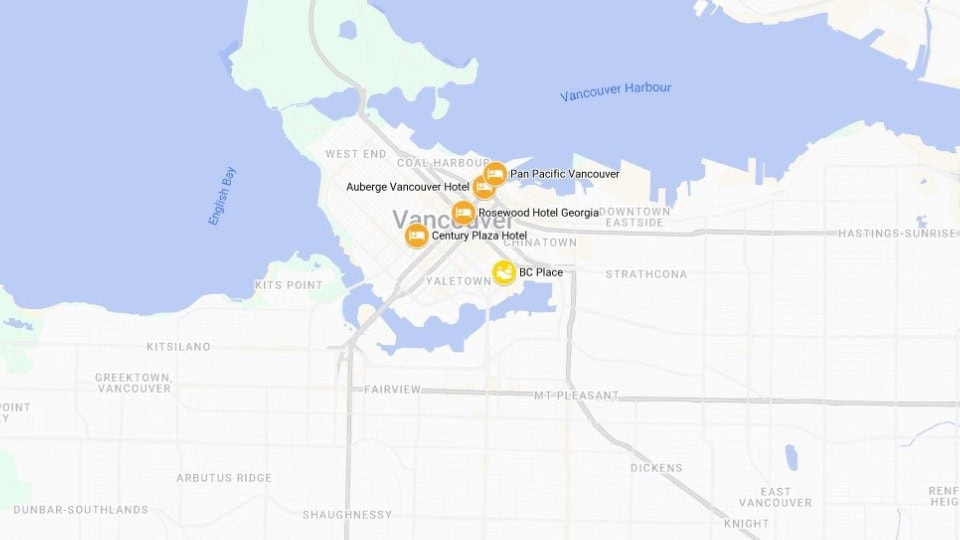 Canada - Vancouver Map - Brazil Exclusive Travels - World Cup