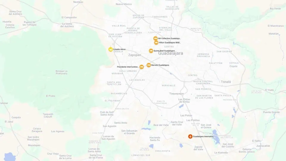 Mexico - Guadalajara Map - Brazil Exclusive Travels - World Cup
