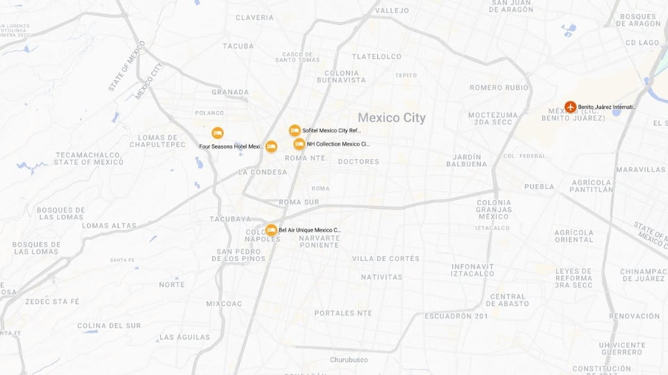 Mexico - Mexico City Map - Brazil Exclusive Travels - World Cup