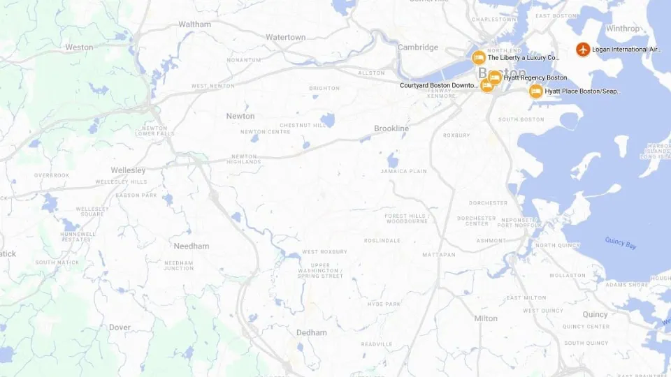 US - Boston Map - Brazil Exclusive Travels - World Cup