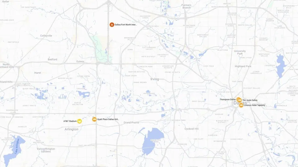 US - Dallas Map - Brazil Exclusive Travels - World Cup