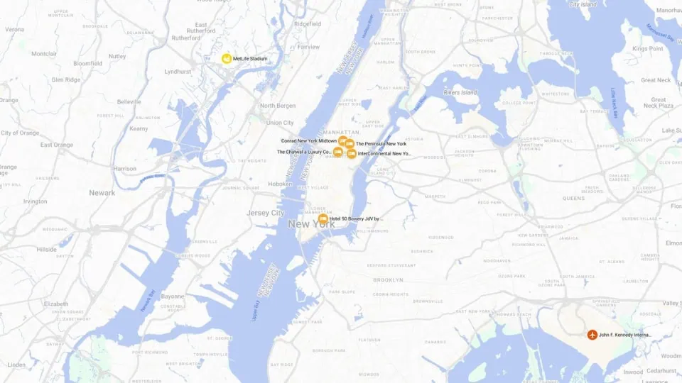 US - New York Map - Brazil Exclusive Travels - World Cup