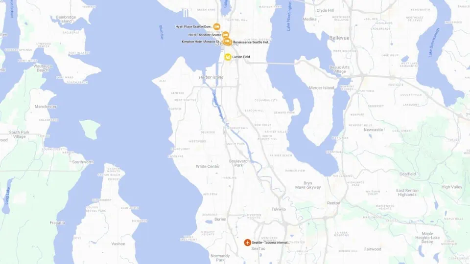 US - Seattle Map - Brazil Exclusive Travels - World Cup