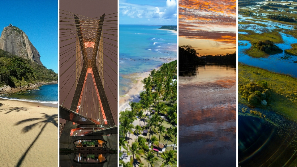 Tourism in Brazil 2025 Marks a New Era for High-End TravelTourism in Brazil 2025 Marks a New Era for High-End Travel Collage showing Rio de Janeiro, São Paulo, Trancoso, the Amazon and the Pantanal, representing Brazil’s diversity for vip travel seekers who want exclusive travel experiences and immersive brazil adventures.