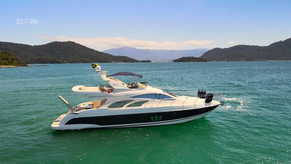 Azimut 60 luxury yacht available for rental in Angra's stunning coastline.