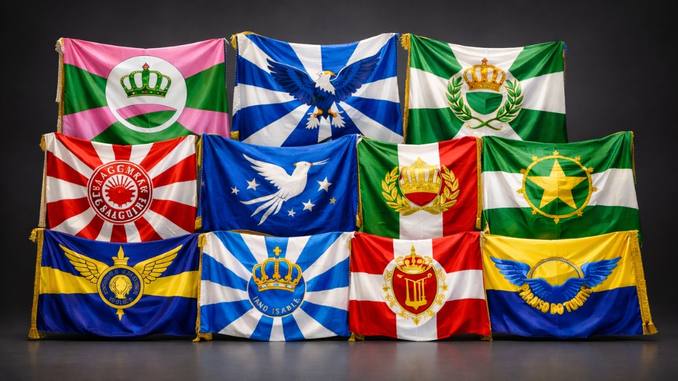 Samba schools of Rio de Janeiro Carnival Flags of the Samba Schools of Rio Carnival